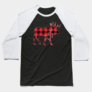 Santa Deer Plaid Red Buffalo Animal Merry Christmas Pajamas Family Baseball T-Shirt